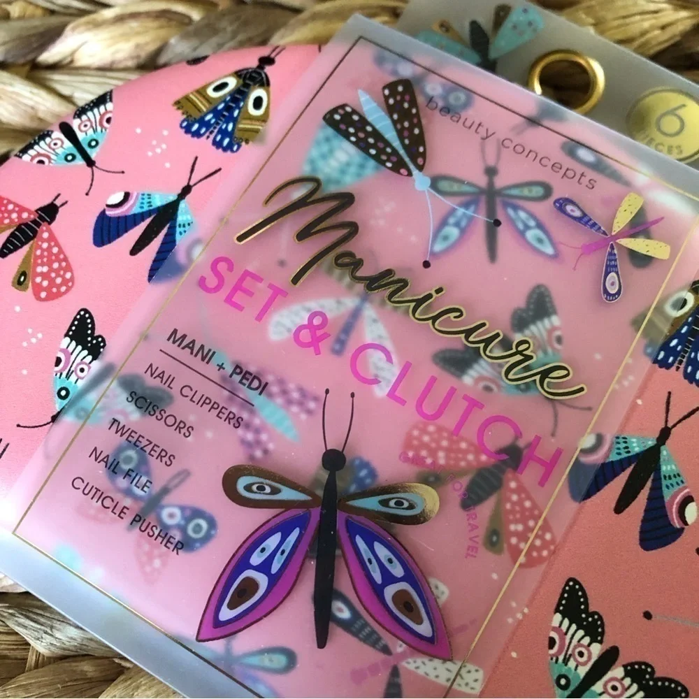 Beauty Concepts Manicure Set & Clutch in moth print